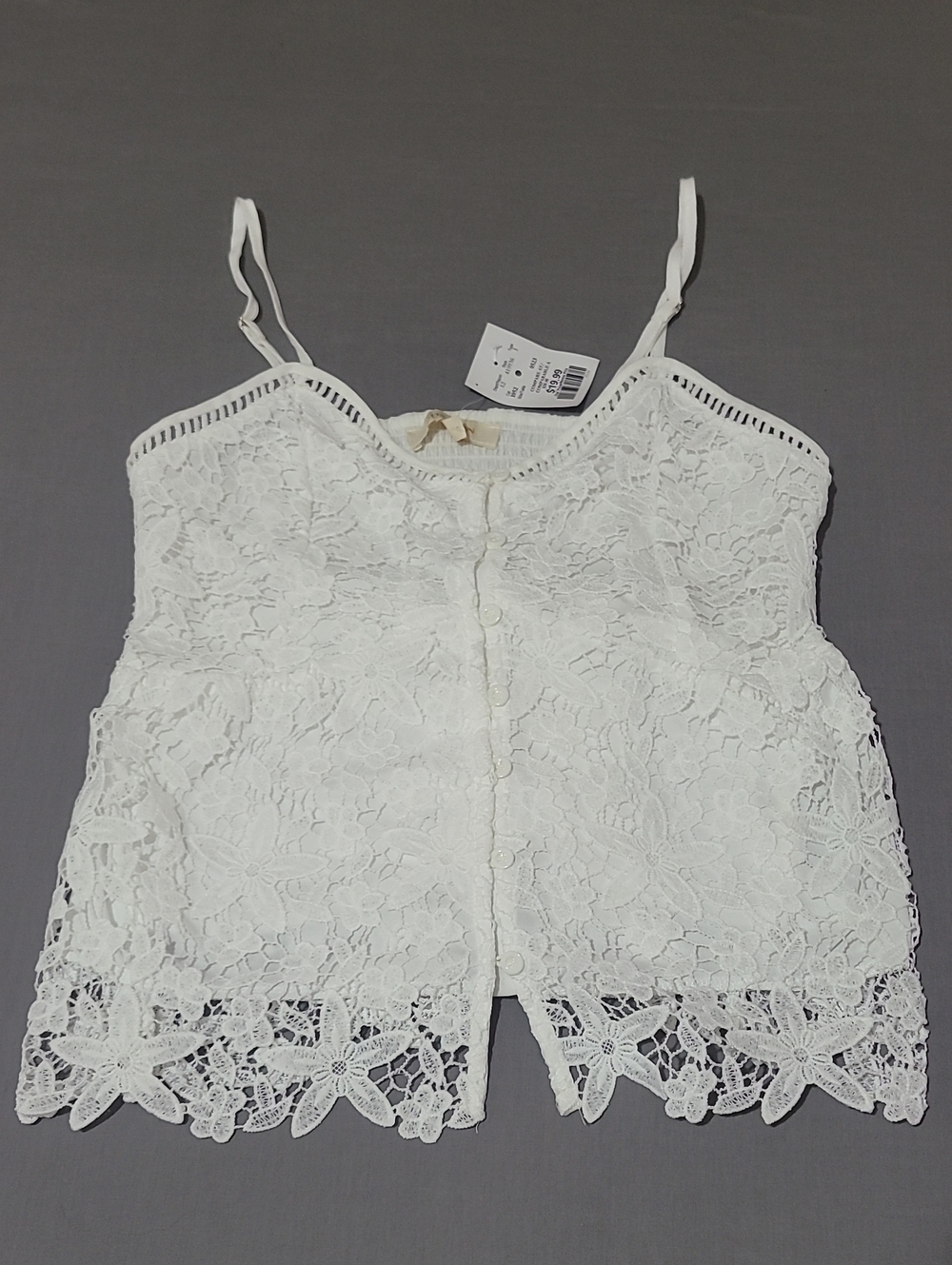 Rebellion White Lace Button-Front Camisole